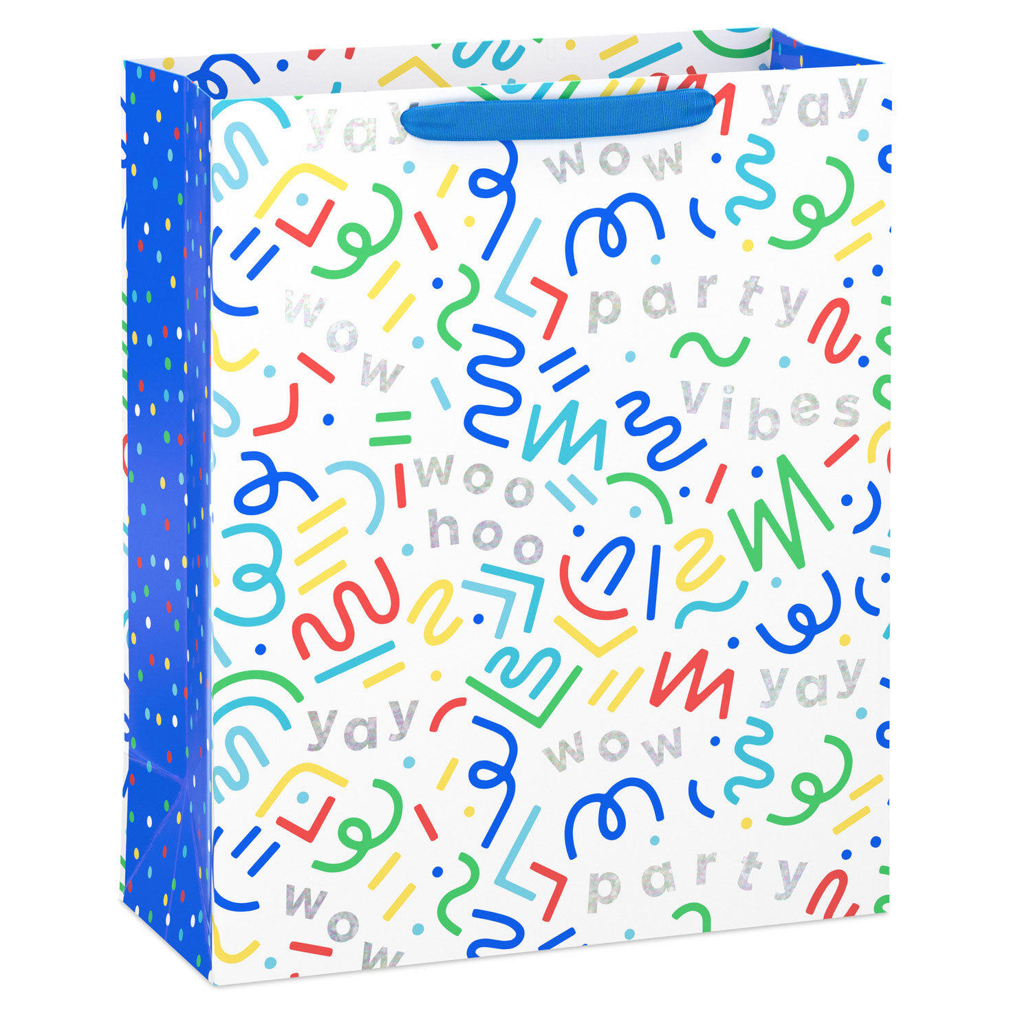 15.5" Colorful Squiggles and Party Vibes Extra-Large Gift Bag