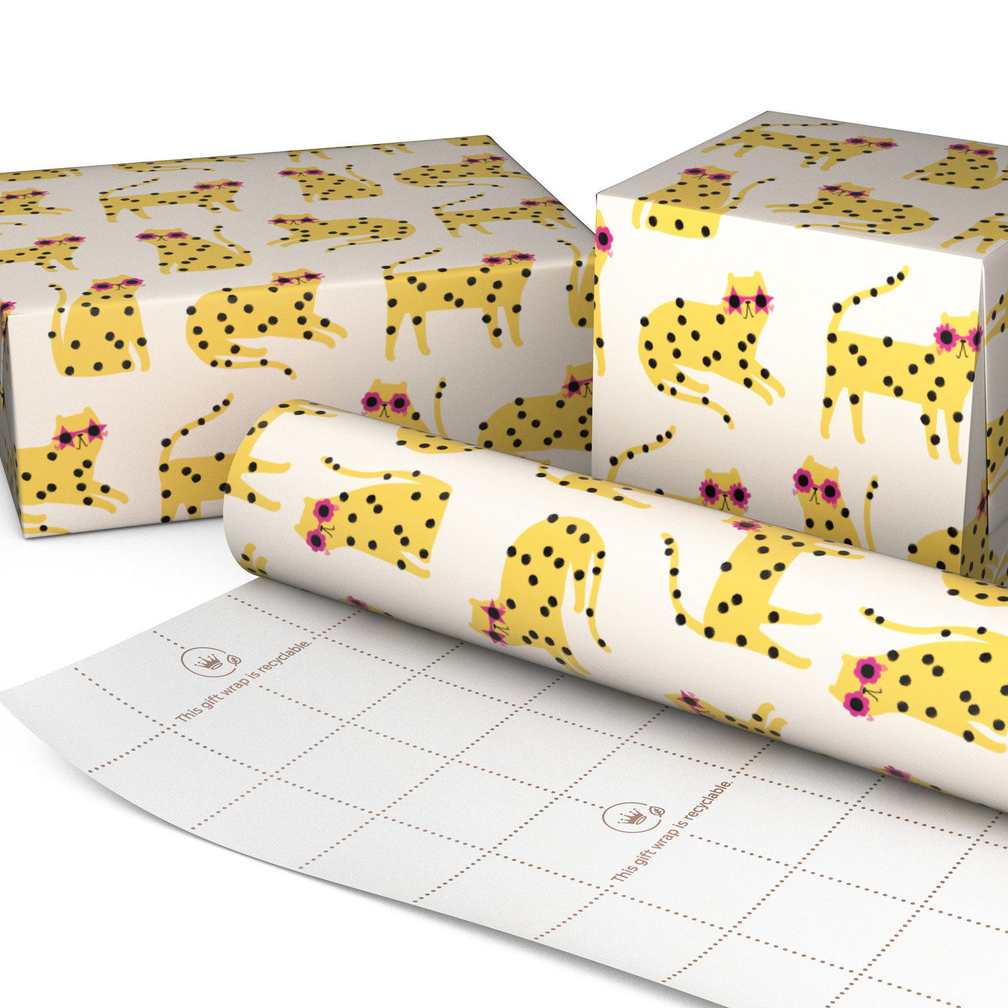 Cats in Sunnies on Pale Pink Gift Wrap Roll Wrapped package image number 2