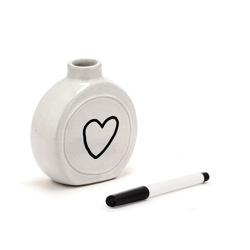 Write On! Round Ceramic Vase With Dry Erase Marker, 3.5", 