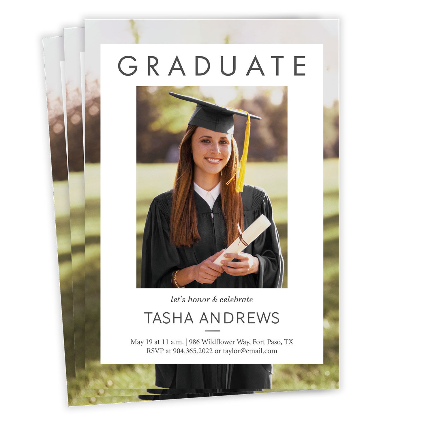 Graduate Spotlight White Frame Graduation Invitation