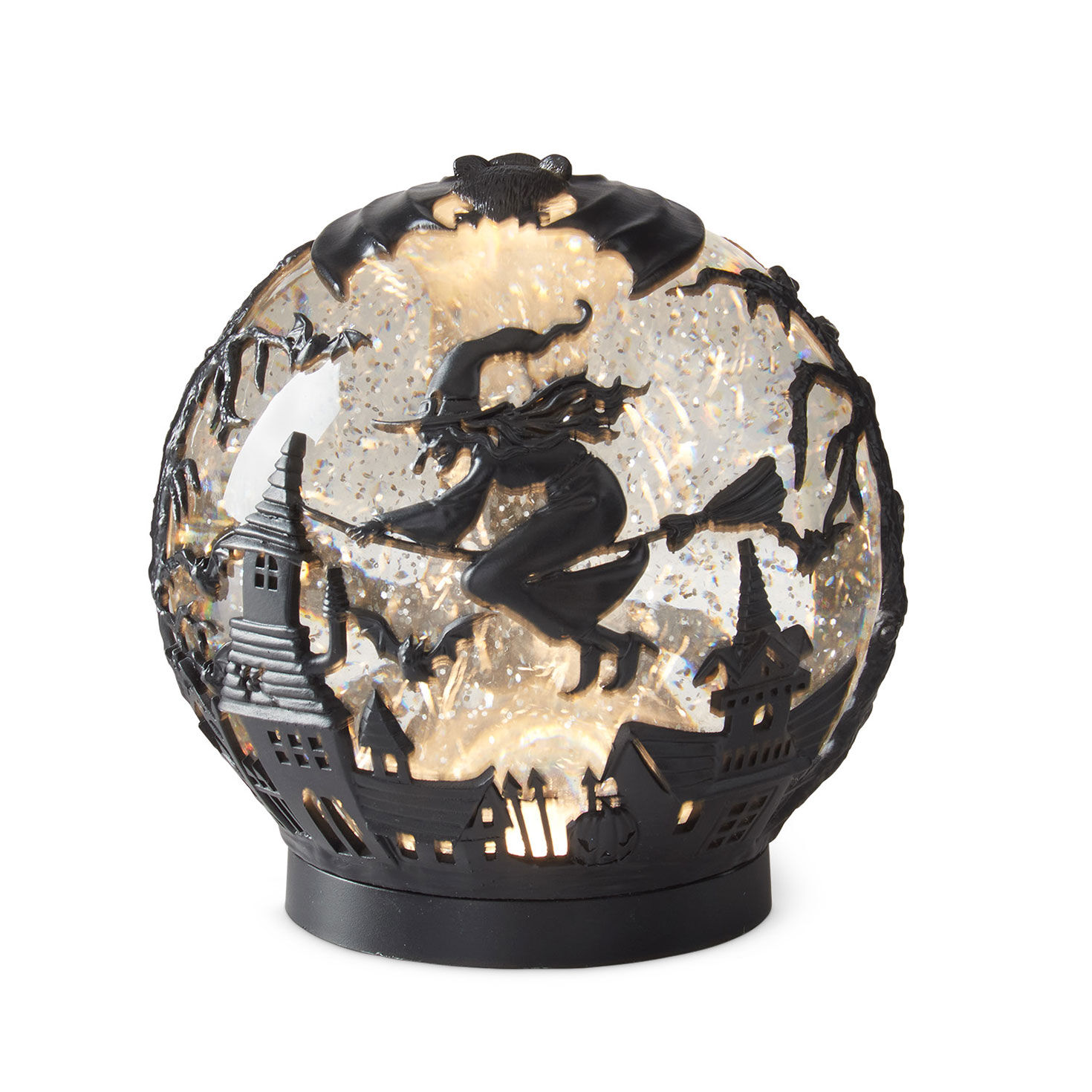 K&K Interiors Spooky Scene Spinning-Water Globe With Light, 6.5"