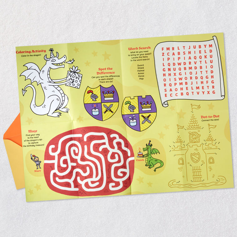 Once Upon a Time Birthday Card for Boy With Activity Sheet, , large image number 6