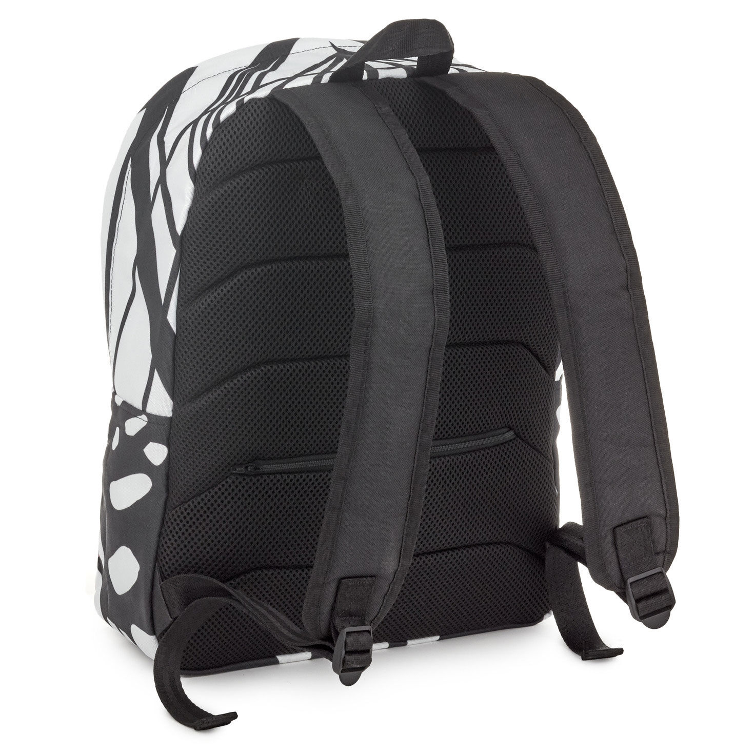 Black, White and Multicolor Abstract Backpack back image number 2