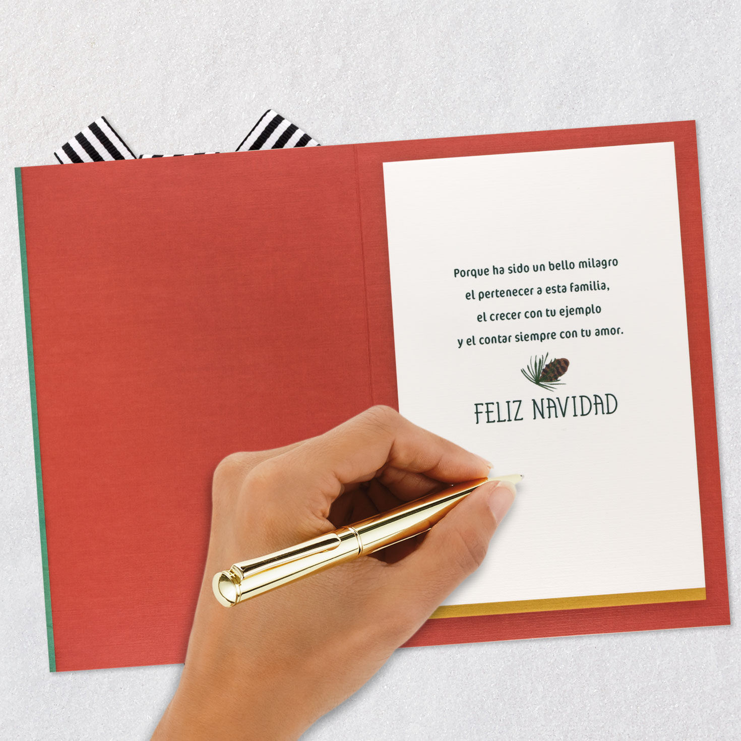 Cardinal in Gold Medallion Christmas Card for Mom Signing card image number 6