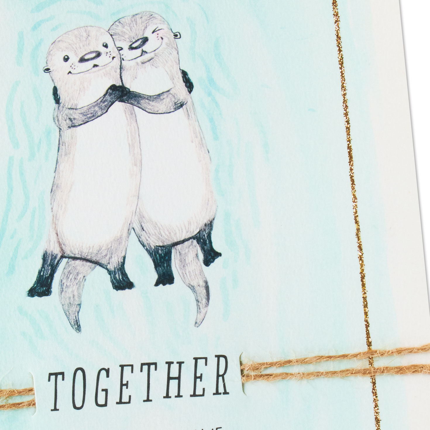 Sea Otters and Hearts Anniversary Card for Couple Card Front Detail image number 4