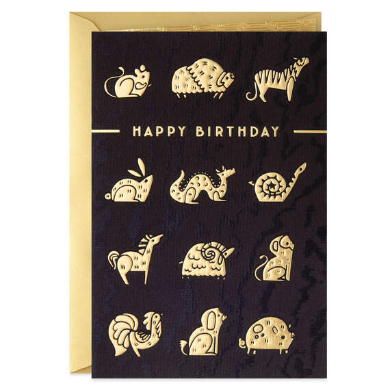 Luck and Happiness Zodiac Animals Birthday Card