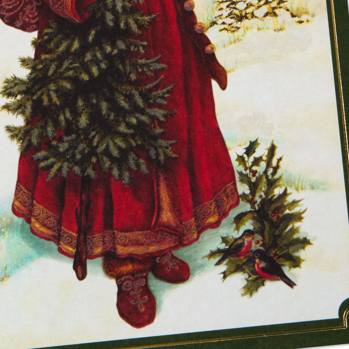Traditional Santa in Snow Christmas Card Card Cover Detail image number 5