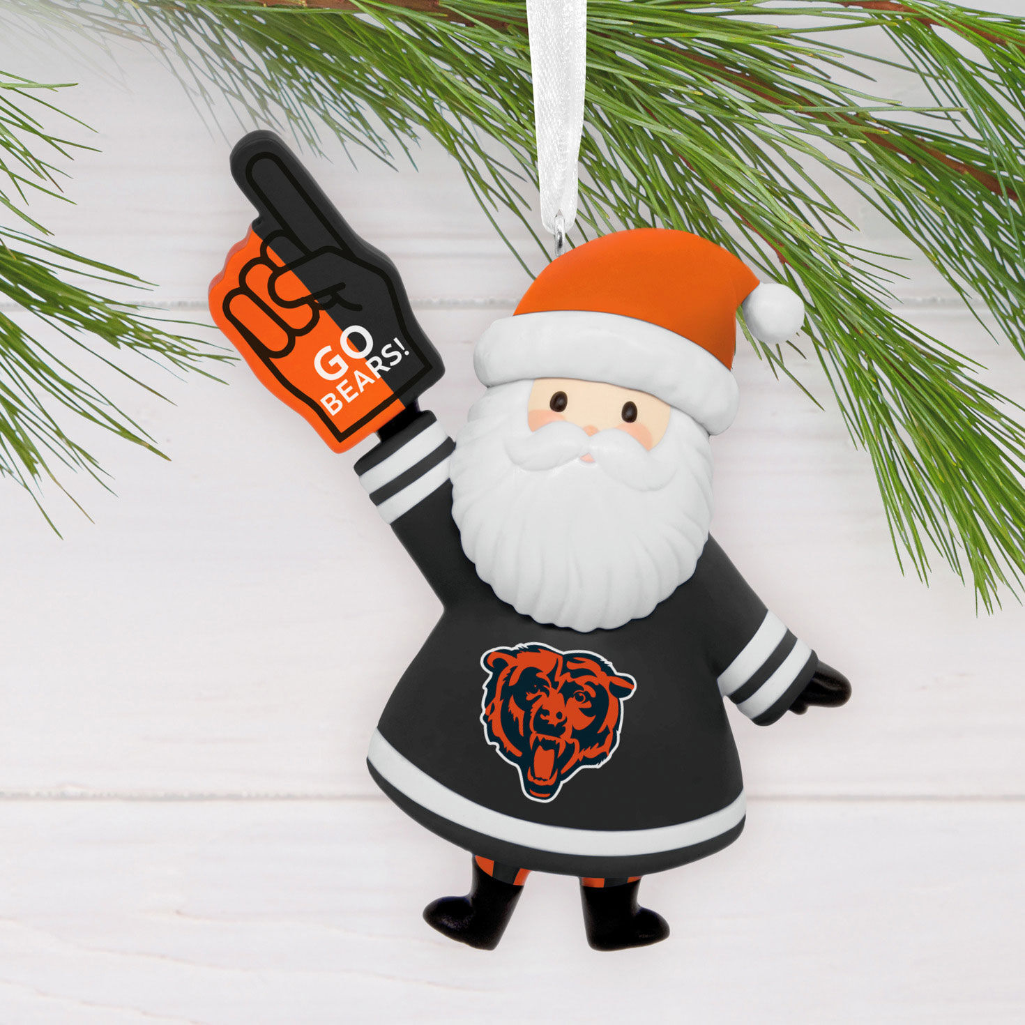 Chicago Bears Santa Fan Christmas Ornament hanging on tree image number 2