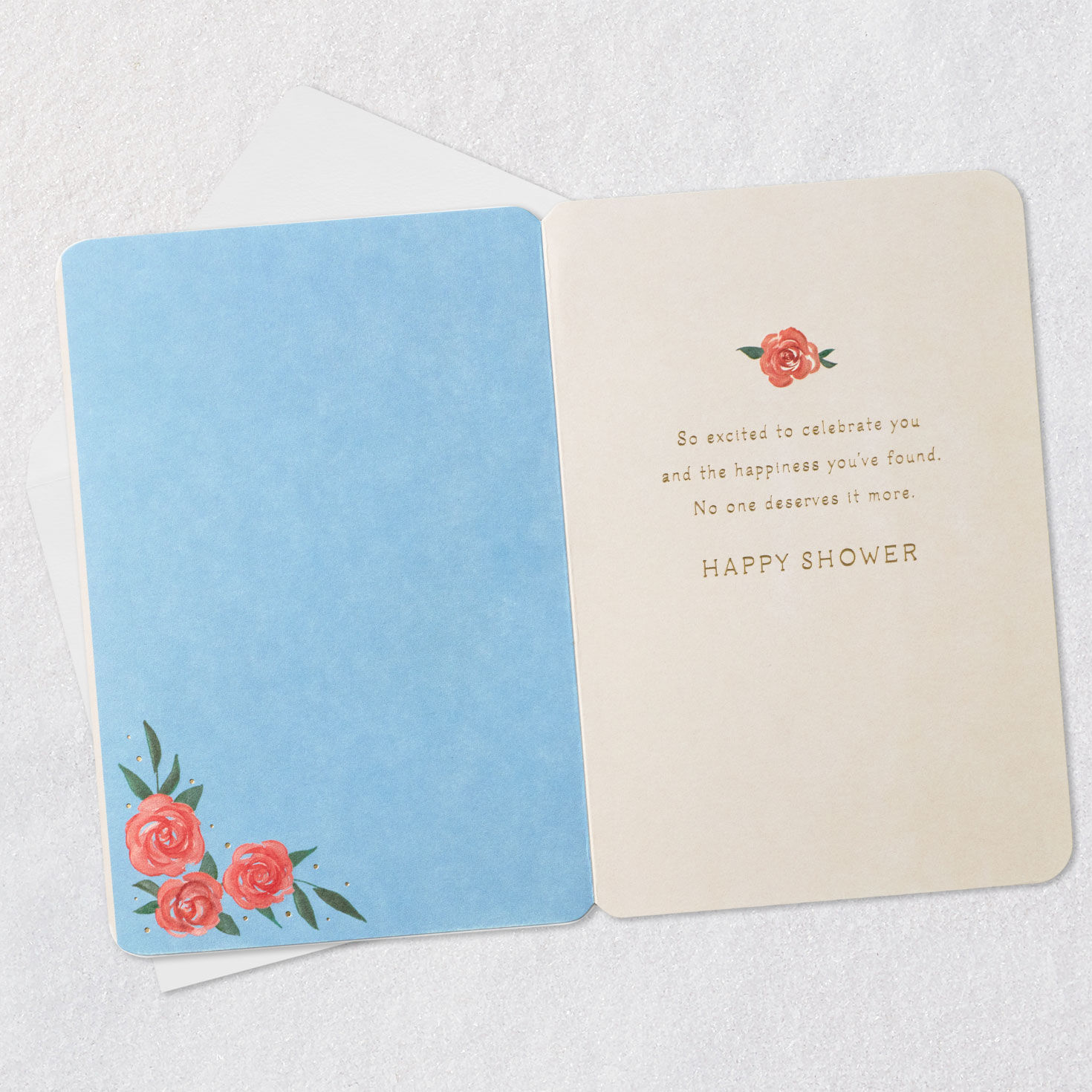 Pink Flower Bouquet Bridal Shower Card Open card with envelope image number 3