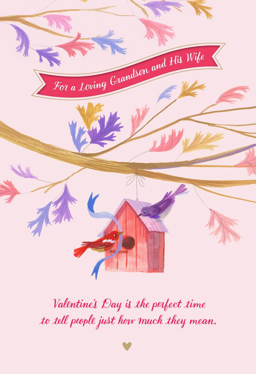 Birdhouse Valentine's Day Card for Grandson & Wife