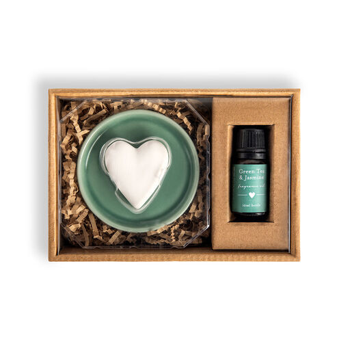 Demdaco Heart Diffuser Stone With Fragrance Oil and Tray, 