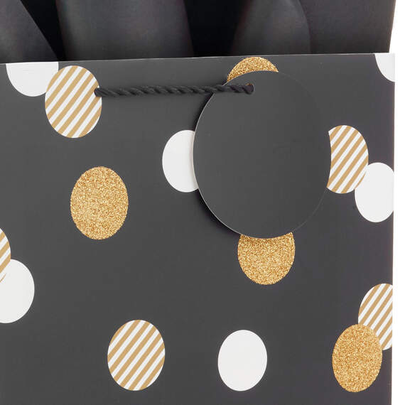 13" Dots on Black Large Gift Bag With Tissue Paper, , large image number 5
