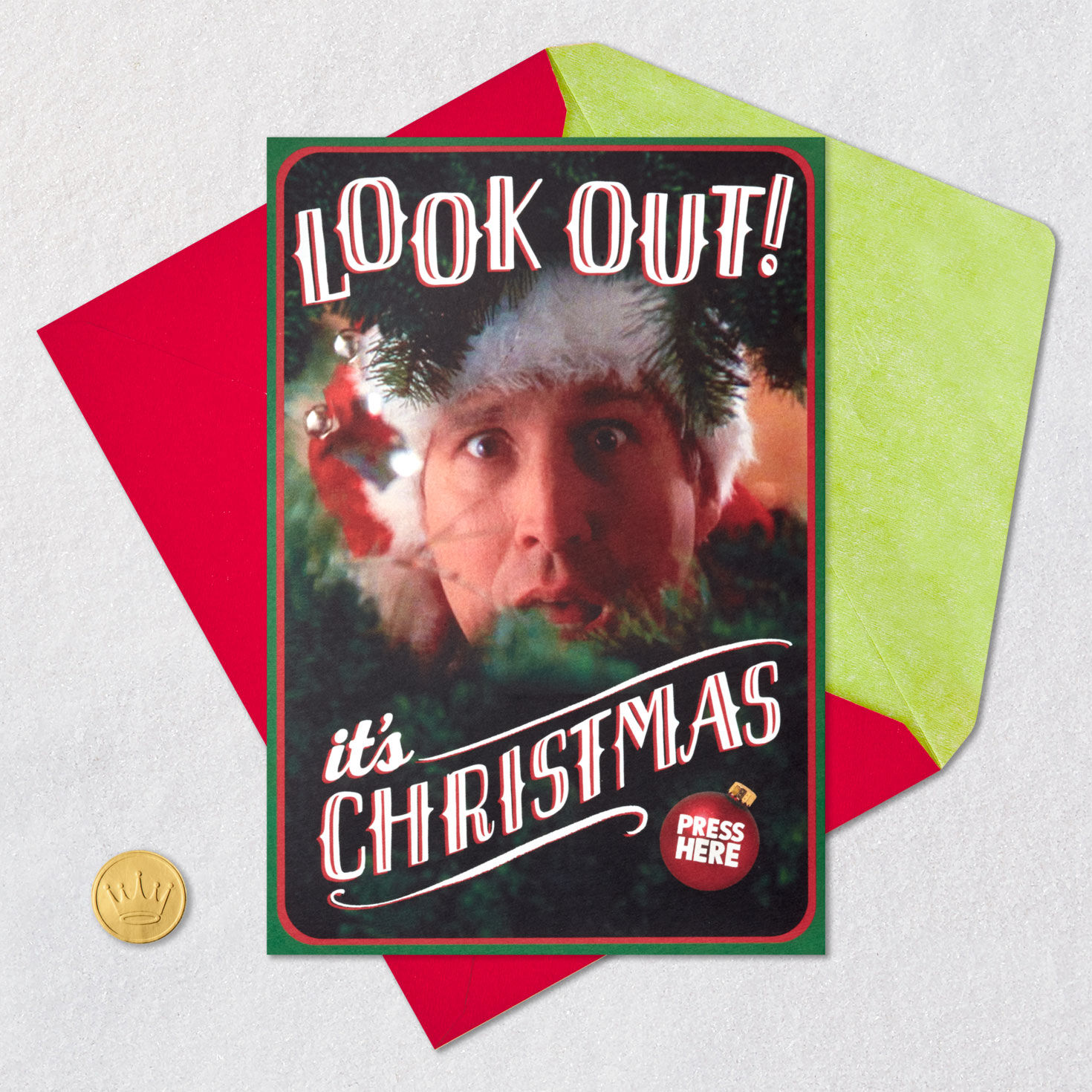 Clark Griswold Funny Pop-Up Christmas Card With Sound Card Front with Envelope and Gold Seal image number 6