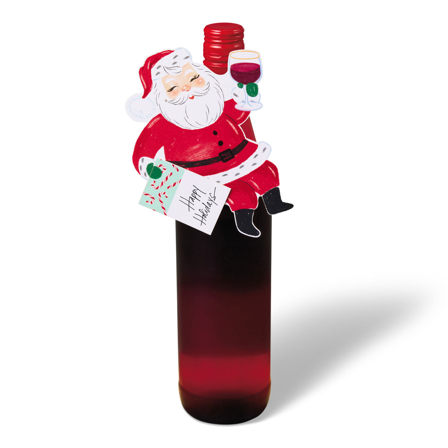 Vintage Santa Holiday Wine Bottle Accessory in use image number 2