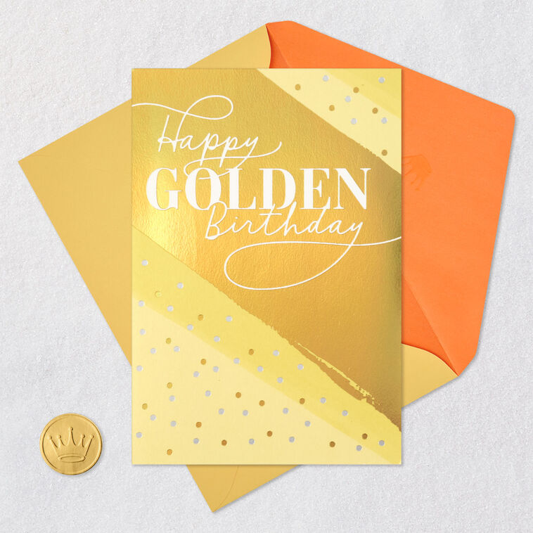 Gold Stripes and Dots Golden Birthday Card Card Front with Envelope and Gold Seal image number 6
