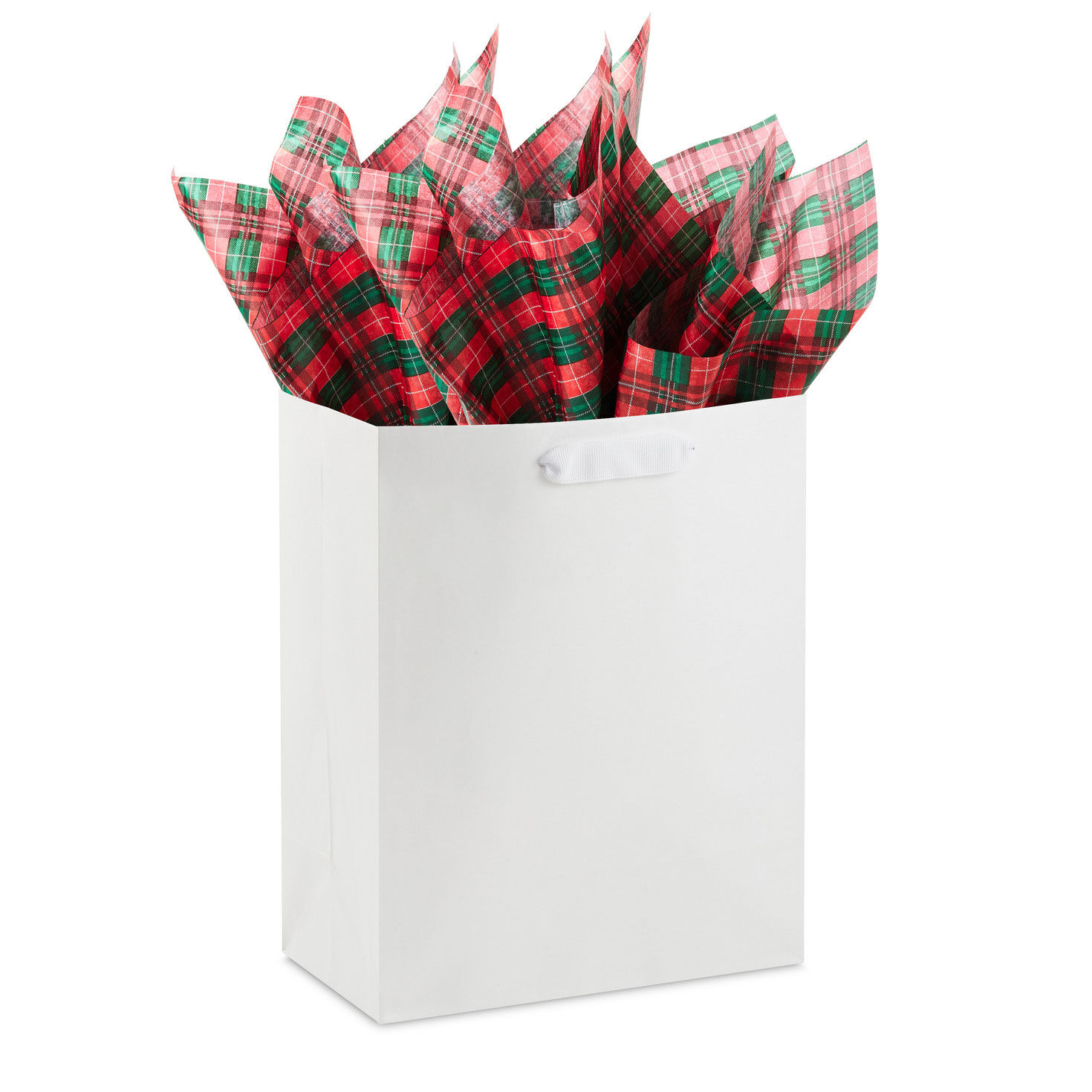 Red and Green Christmas Plaid Tissue Paper in use image number 5