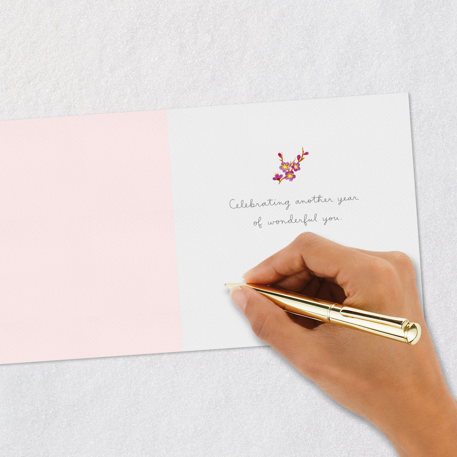 Cherry Blossom Scalloped Cake Birthday Card Signing card image number 6