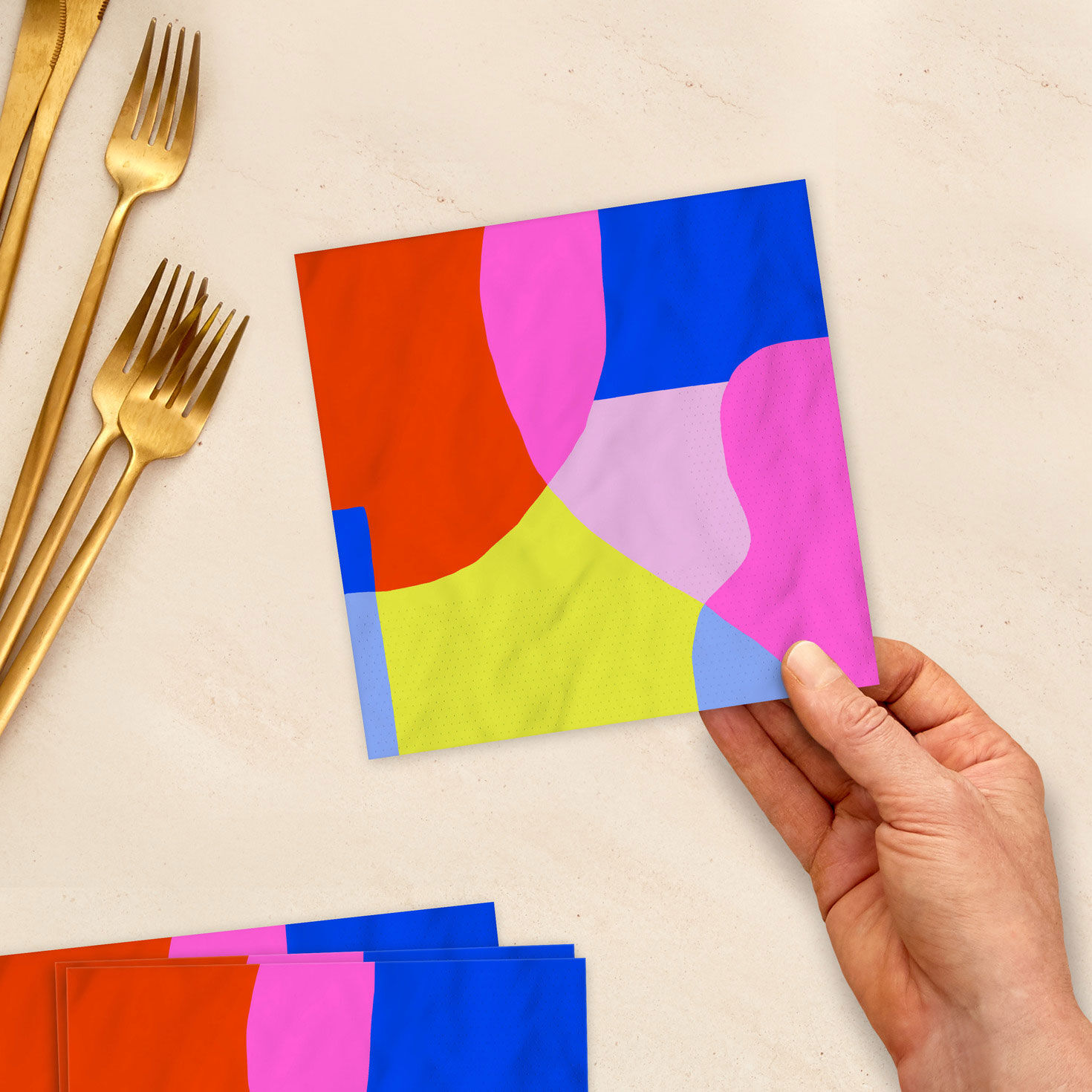 Abstract Neon Colorblock Cocktail Napkins, Pack of 20