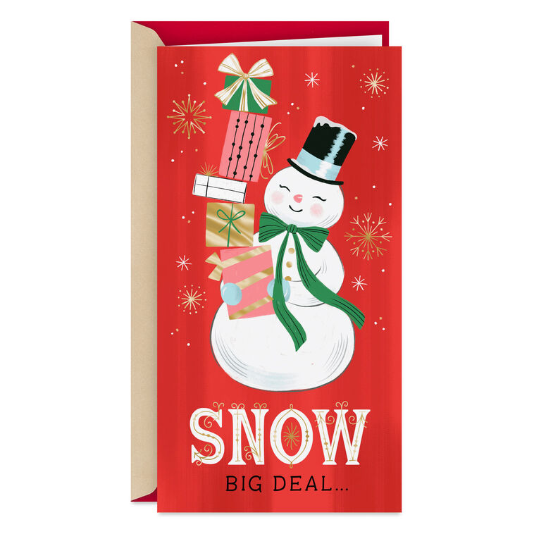 Snow Big Deal Vintage Snowman Money Holder Christmas Card