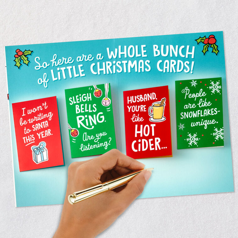 Woman on Couch Funny Christmas Card for Husband signing card image number 10