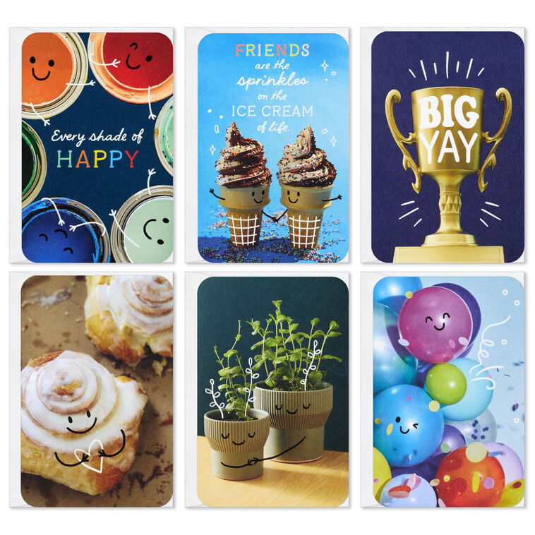 Mini Colorful Smiles Assorted Multi-Occasion Cards, Pack of 6