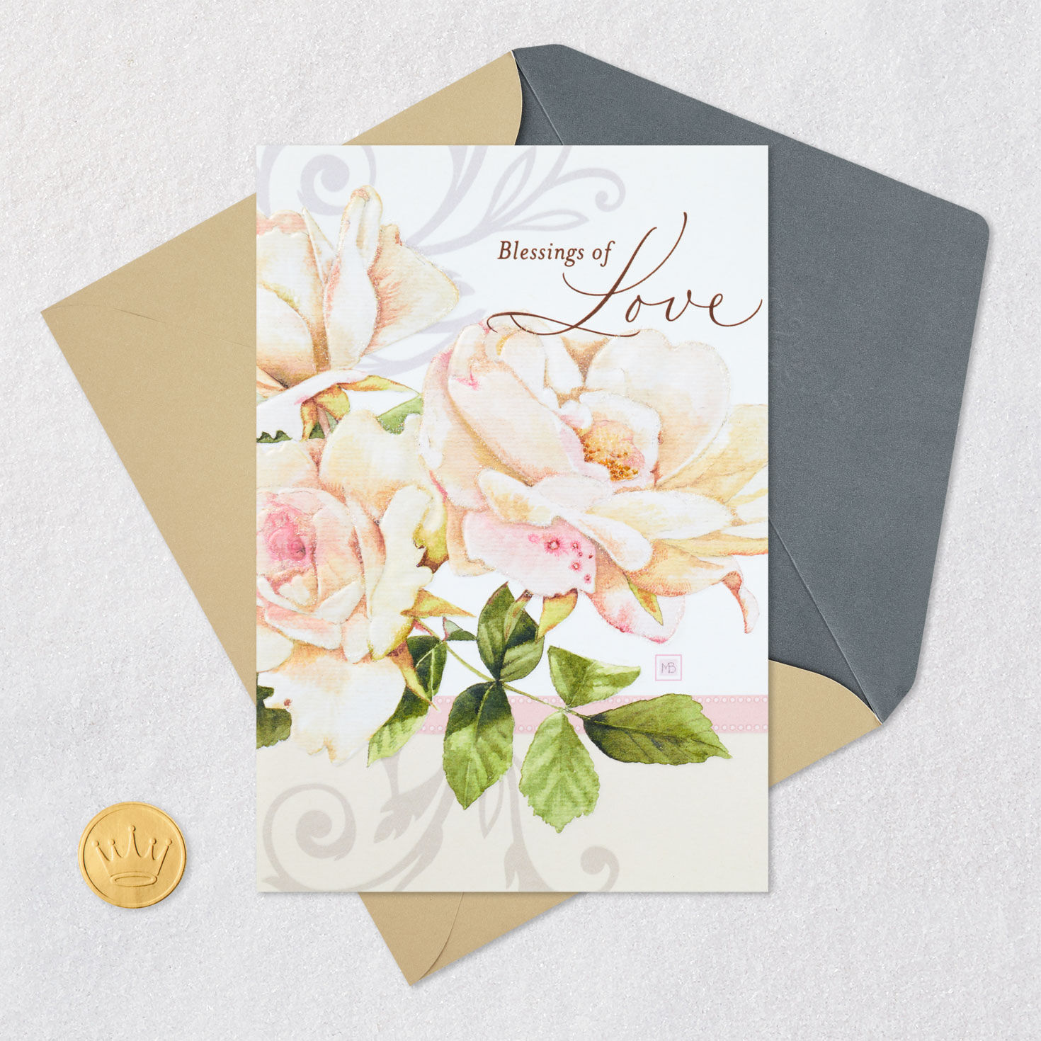 Painted Cream and Pink Flowers Anniversary Card  image number 6