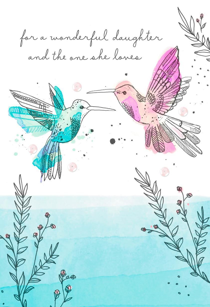 Hummingbirds Anniversary Card for Daughter and the One She Loves