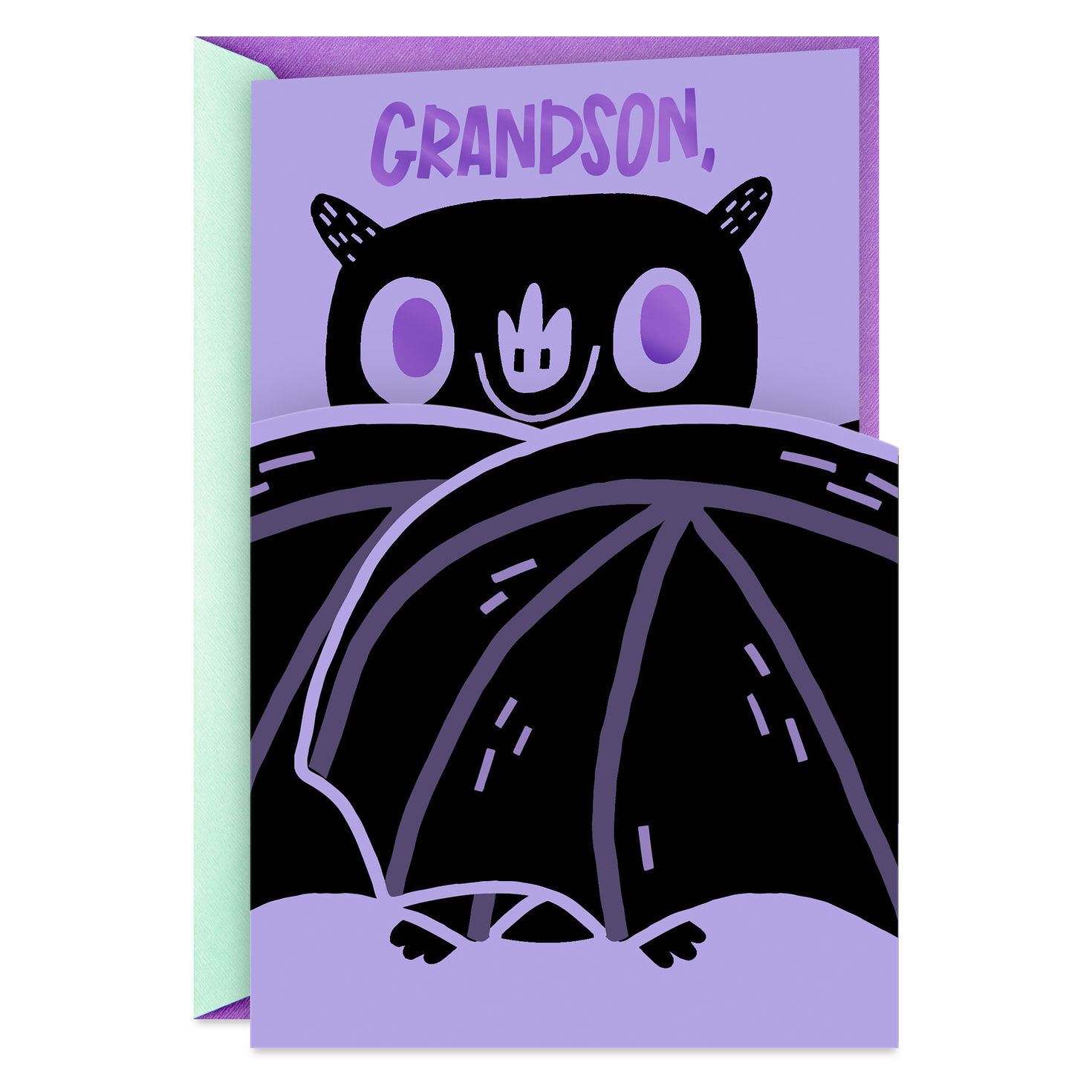 Purple and Black Bat Halloween Card for Grandson for only USD 3.99 | Hallmark