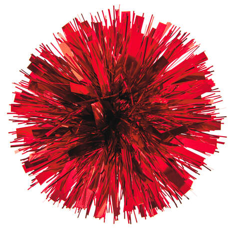 5.5" Red Metallic Pom-Pom Gift Bow, , large