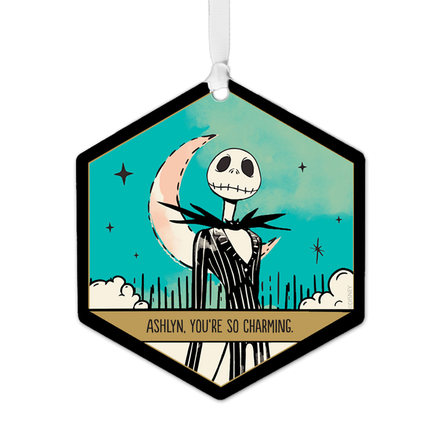 Disney Tim Burton's The Nightmare Before Christmas Metal Personalized Ornament, Custom Text