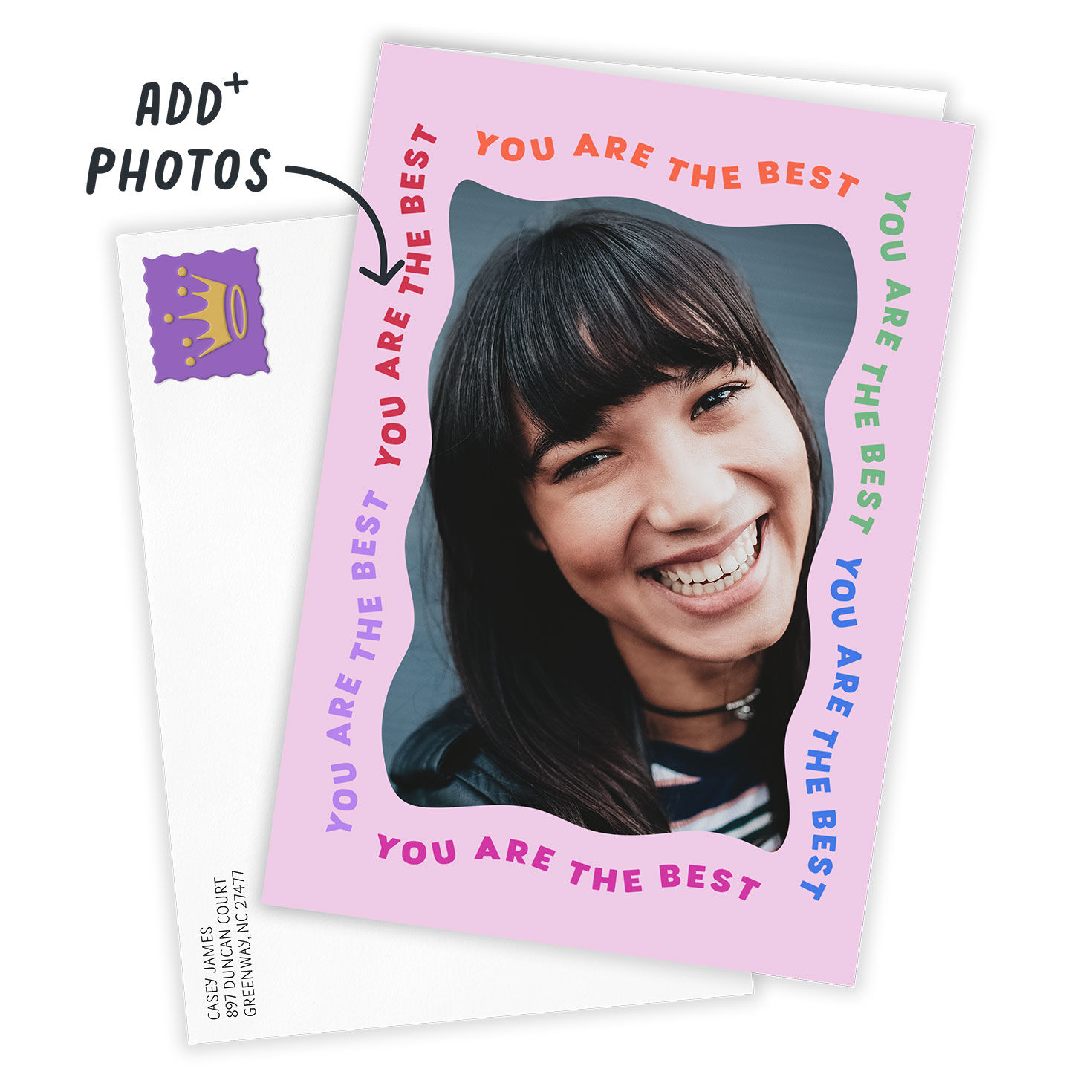 Personalized You&rsquo;re the Best Pink Frame Photo Card  image number 2