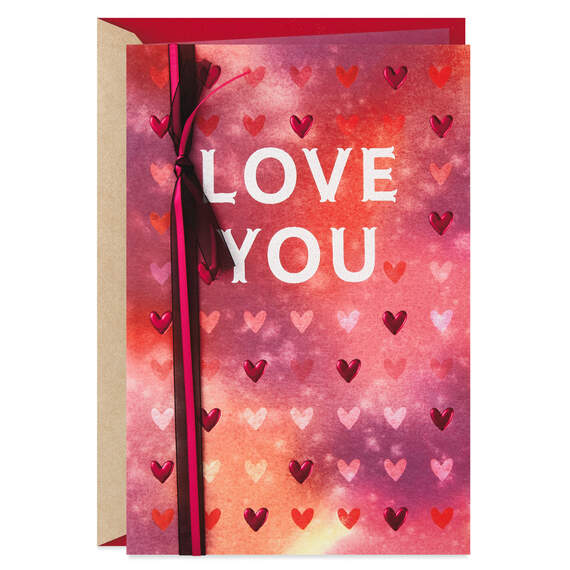 Love You Rows of Hearts Valentine's Day Card, , large image number 1