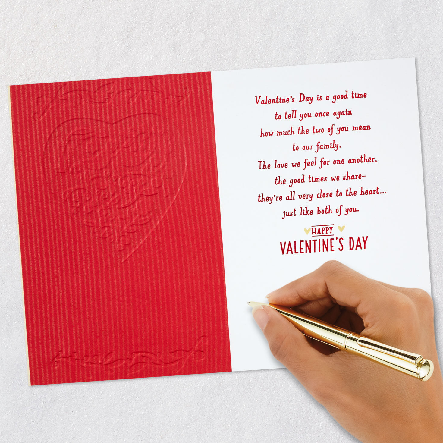 Birds in Floral Heart Valentine for Son and Daughter-in-Law Signing card image number 6