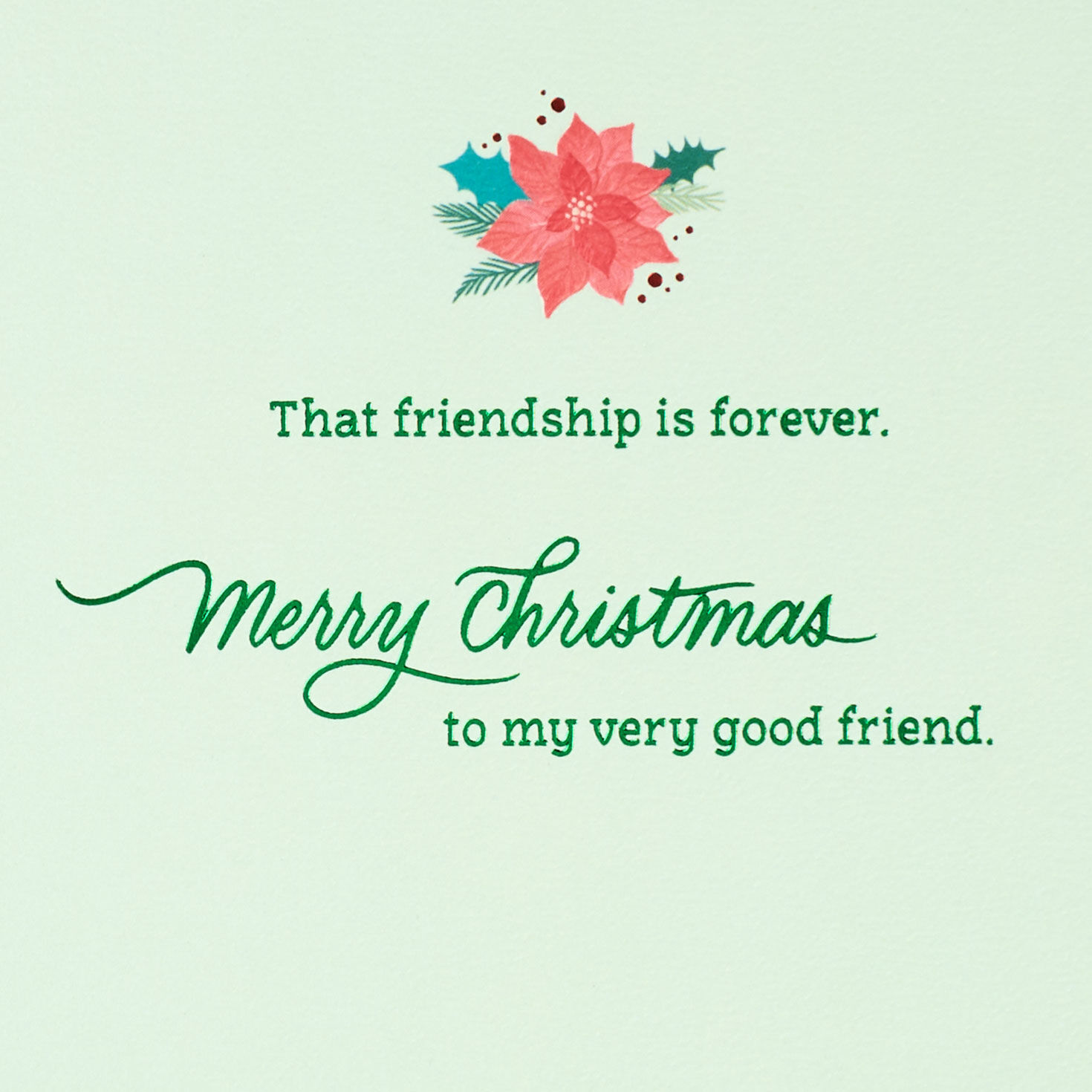 Vintage Holly and Ivy with Poinsettia Friend Christmas Card Sentiment image number 2