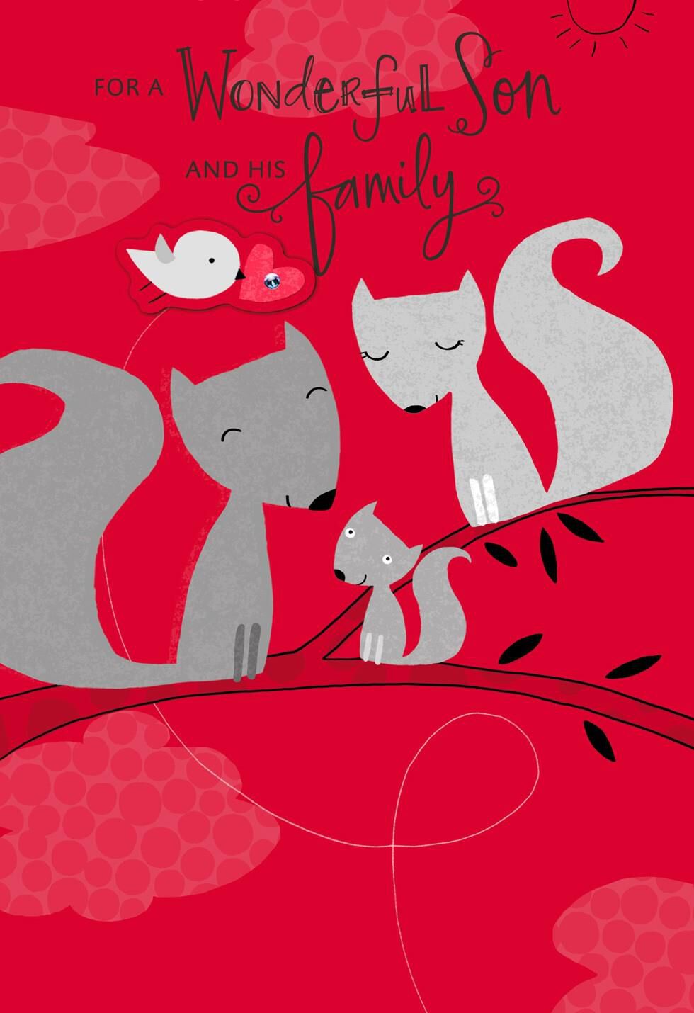 Loving Squirrels for Son and His Family Valentine's Day Card