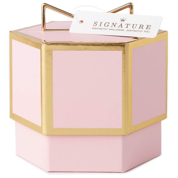 Pink With Gold Trim Small Gift Box, , large image number 3