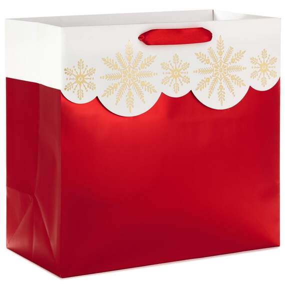 15" Red Gift Bag With Snowflake Cuff