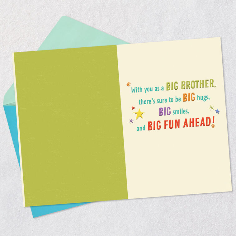 Colorful Lettering and Stars Best Big Brother Card Open card with envelope image number 3