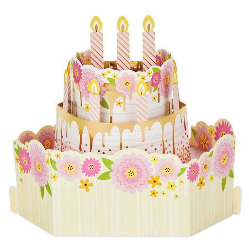 Sweet Day Floral Cake 3d Pop Up Birthday Card Greeting Cards