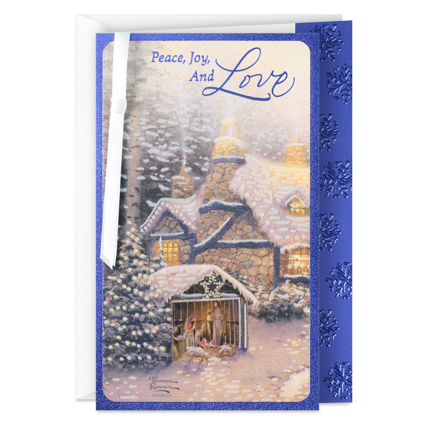 Thomas Kinkade Peace, Joy and Love Religious Christmas Card