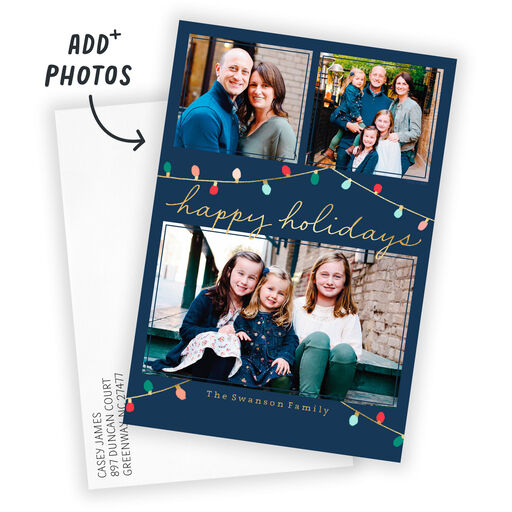 Colorful Lights Flat Holiday Photo Card, 