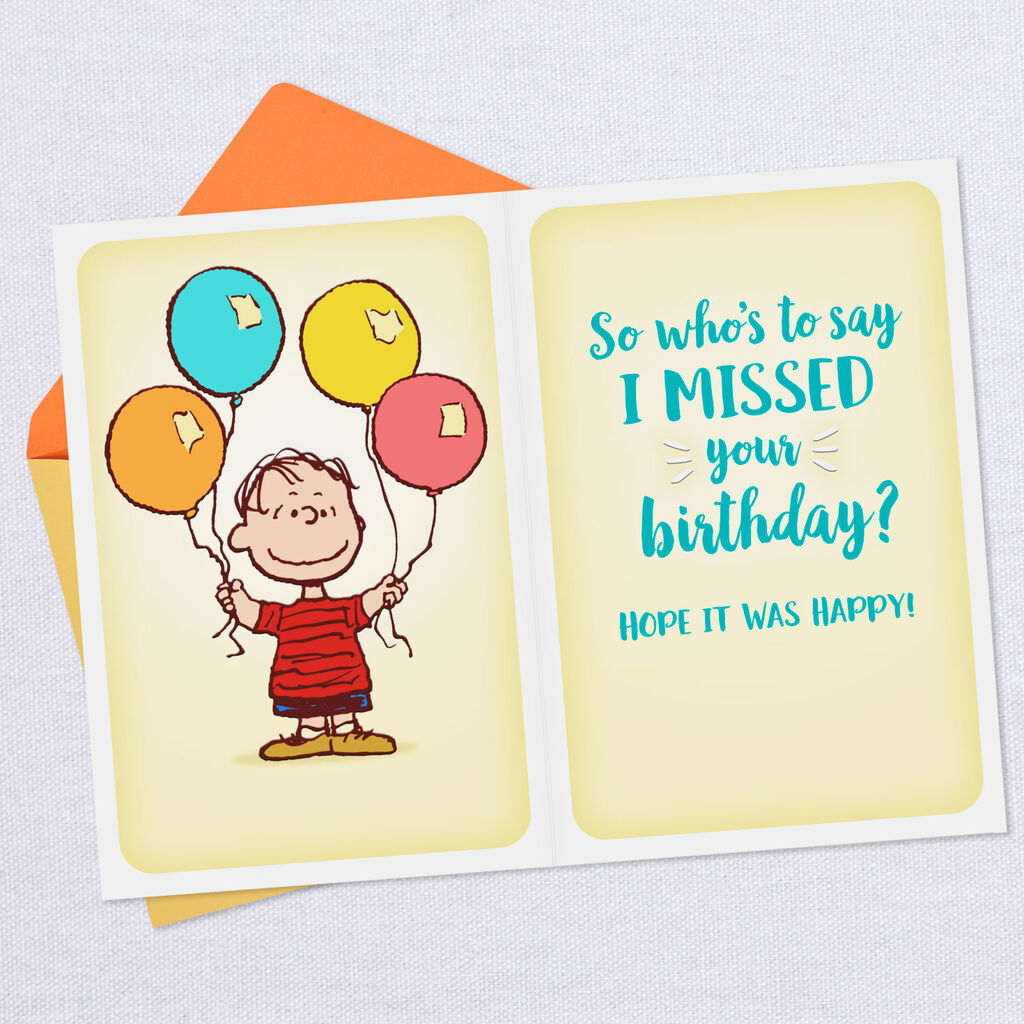 Peanuts Linus Time Zone Puzzle Belated Birthday Card Greeting