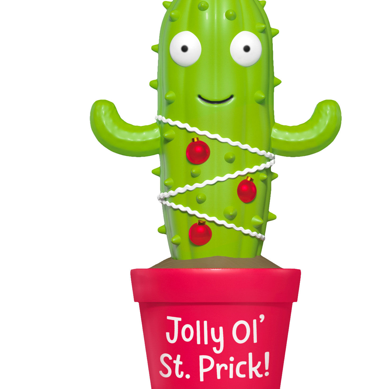 Jolly Cactus in Pot Keepsake Ornament upclose view image number 5