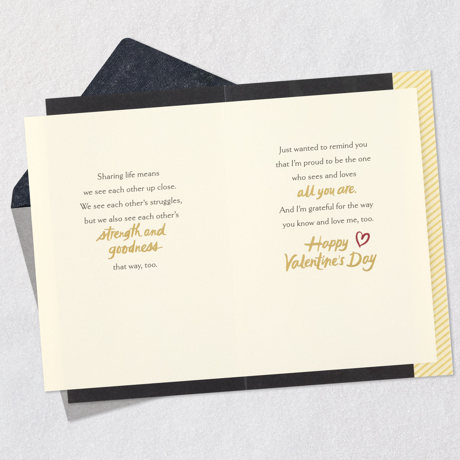 Hearts on Black Valentine's Day Card for Husband Open card with envelope image number 4