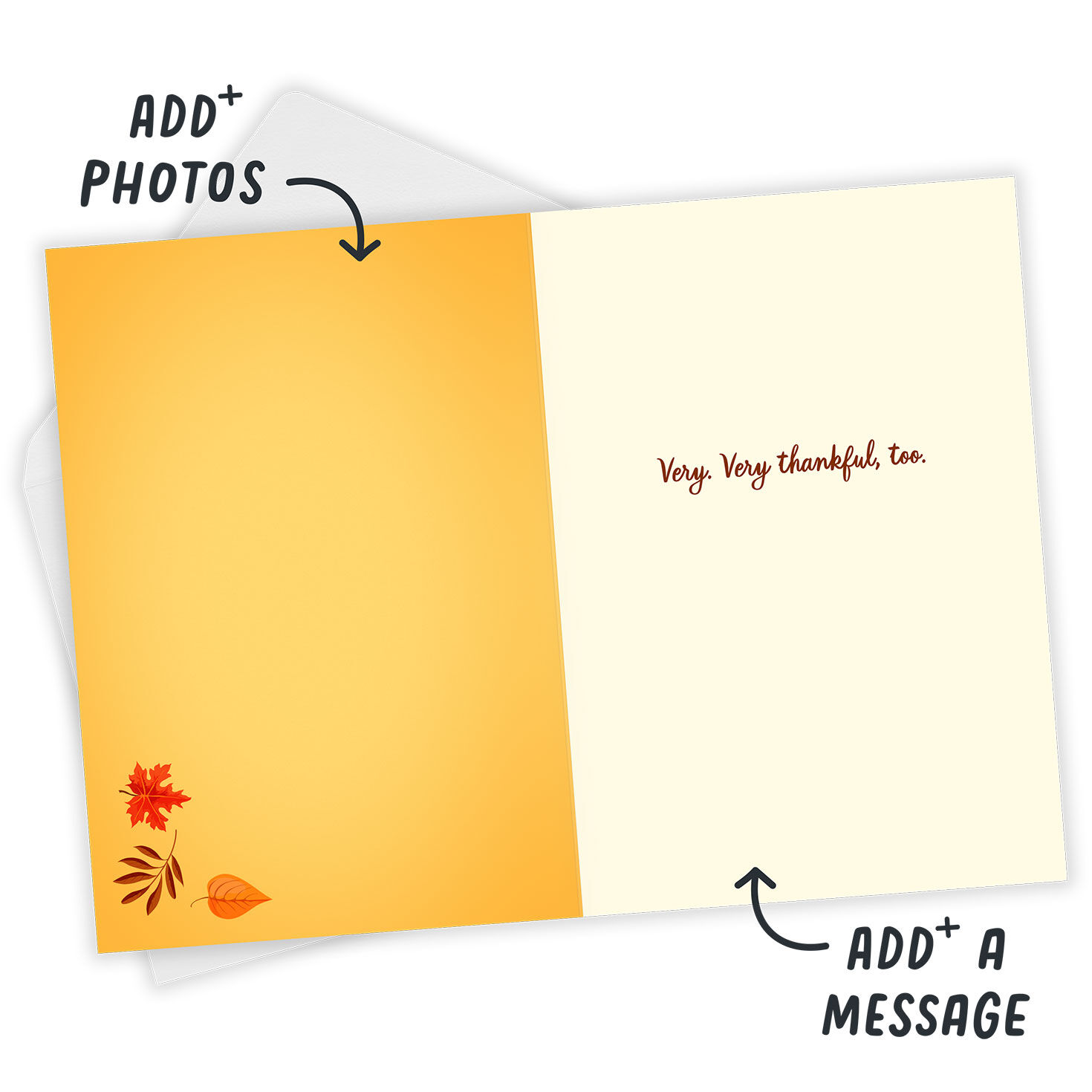 Turkey Platter Personalized Thanksgiving Card Open Card with Envelope indicating personalization image number 4