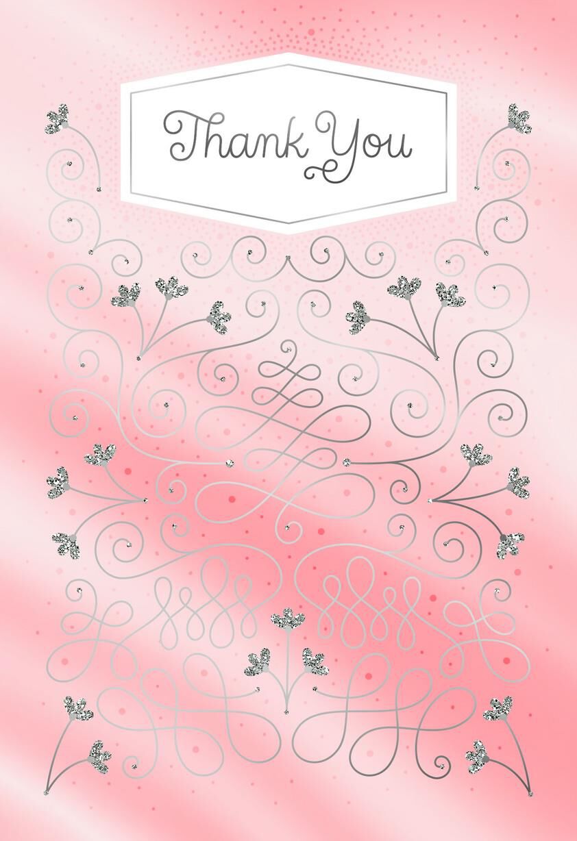 Pink Scrolls Thank You Card
