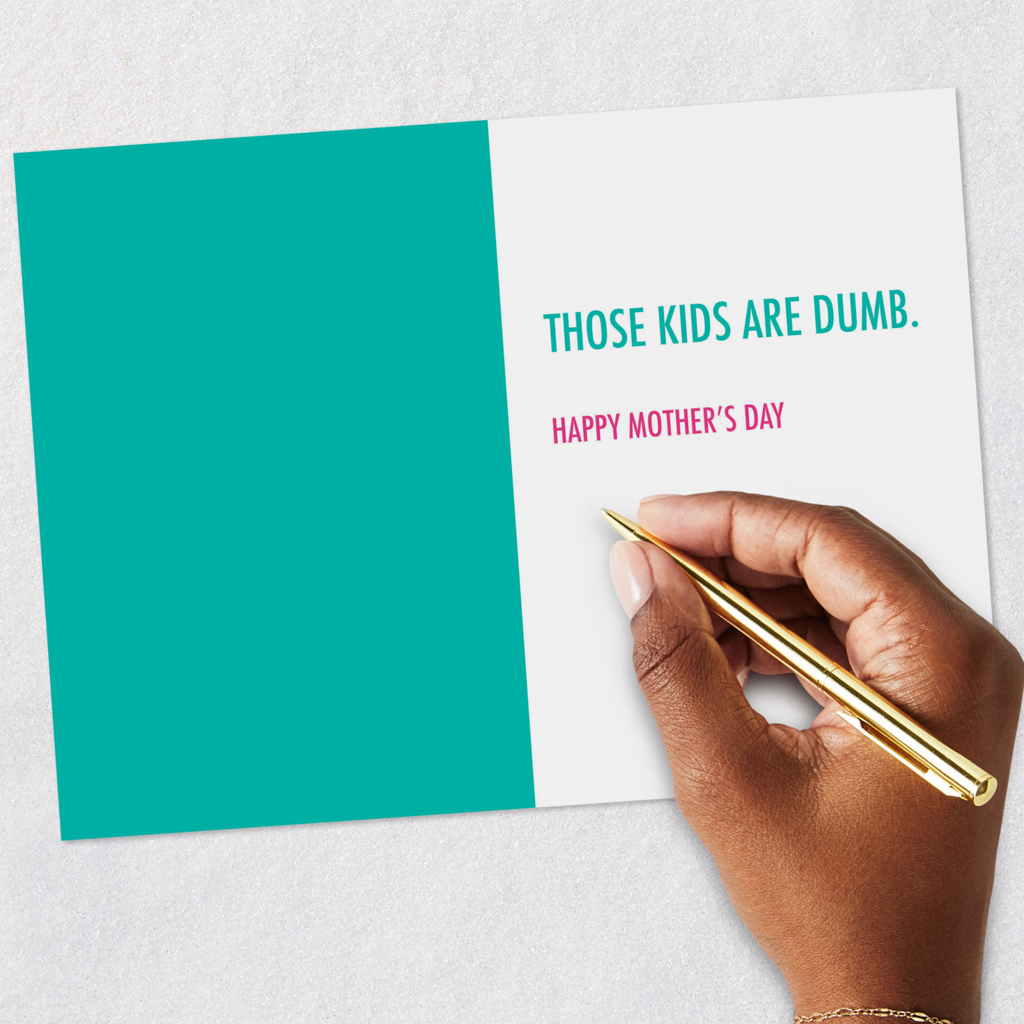 White Lettering on Teal Blue Mom Mother's Day Card Signing card image number 6