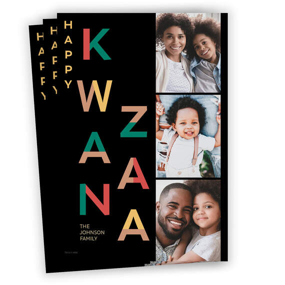 Festive Lettering Flat Kwanzaa Photo Card, , large image number 1