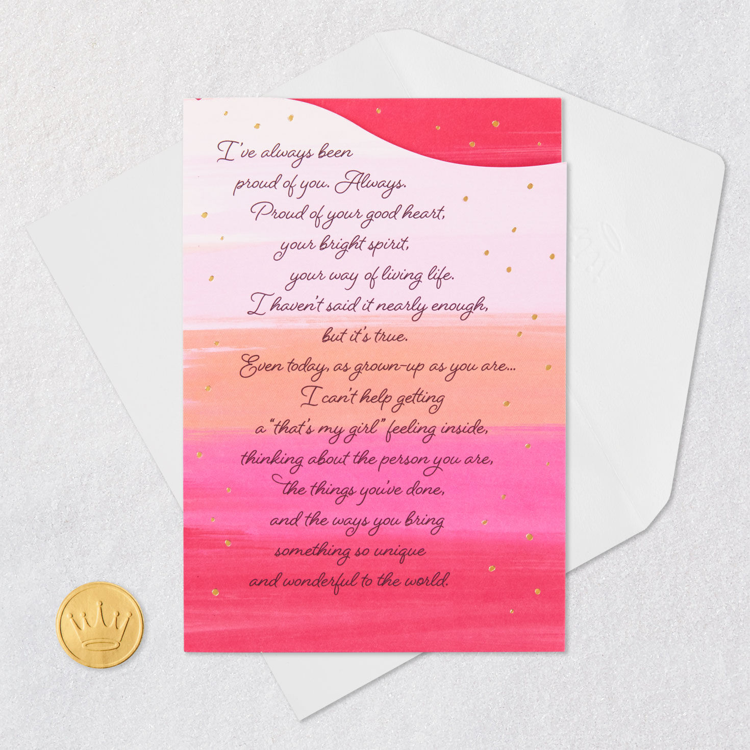 Pink Brush Strokes Birthday Card Card Front with Envelope and Gold Seal image number 6