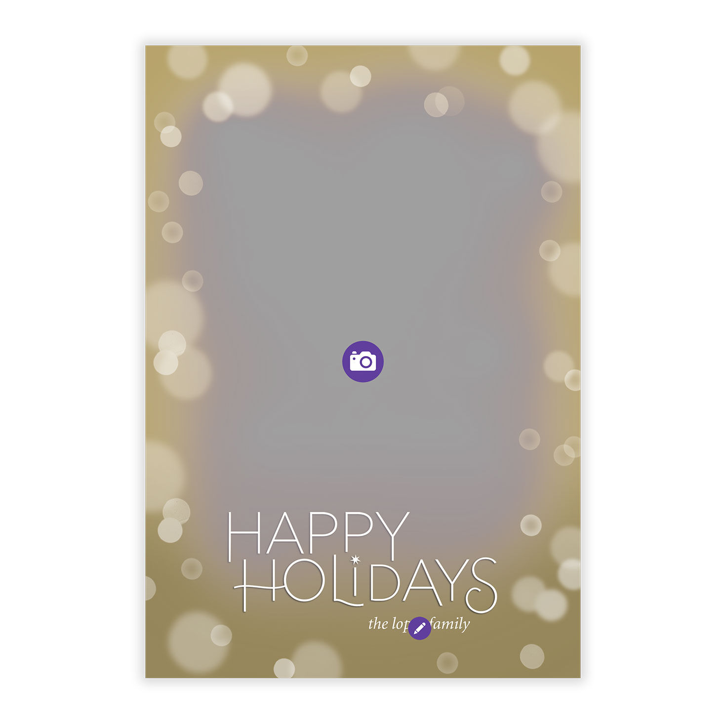 Faded Gold Bubbles Personalized Holiday Photo Card Card Front indicating personalization image number 5
